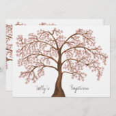 Taufe Christening White Pink Cherry Blossom Tree Einladung (Vorne/Hinten)