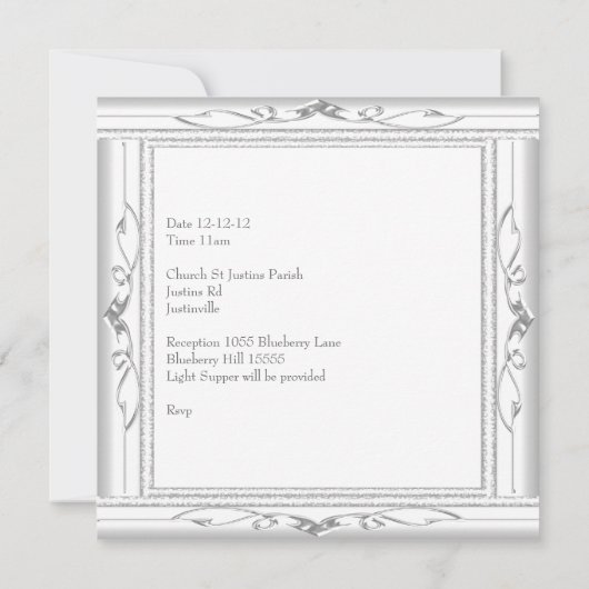 Taufe Christening White Star Foto Cross Bow Einladung (Rückseite)