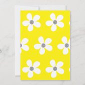 Taufe Christening Yellow Daisy Silver Girl Einladung (Rückseite)