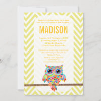Taufe Christening Zickzack Rainbow Owl Einladung