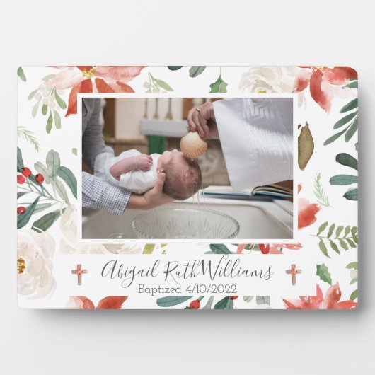 Taufe / Christentum Datum Weihnachten Blumengesche Fotoplatte (Vorderseite)