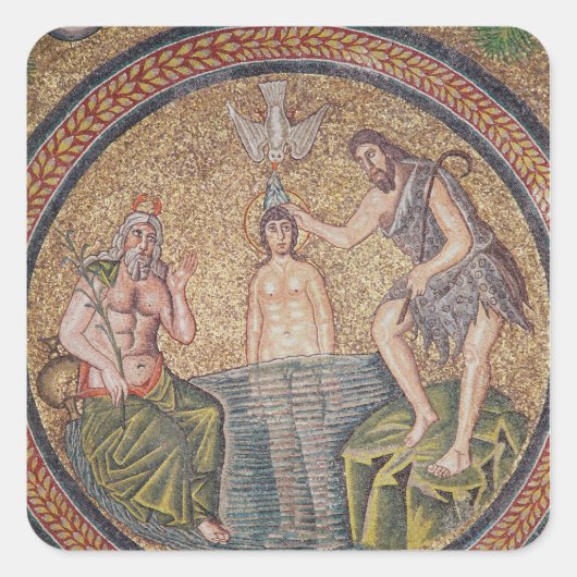 Taufe Christi durch Johannes den Täufer Quadratischer Aufkleber (Vorderseite)