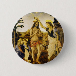 Taufe Christi von Da Vinci und Verrocchio Button