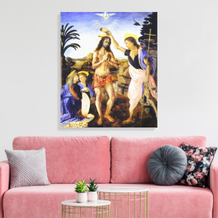 Taufe Christi von Leonardo da Vinci Fine Art Leinwanddruck