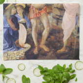 Taufe Christi von Verrocchio, Leonardo da Vinci Geschirrtuch (Gefaltet)