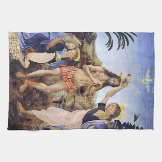 Taufe Christi von Verrocchio, Leonardo da Vinci Geschirrtuch (Horizontal)