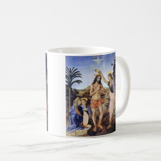 Taufe Christi von Verrocchio, Leonardo da Vinci Kaffeetasse (VorderseiteRechts)