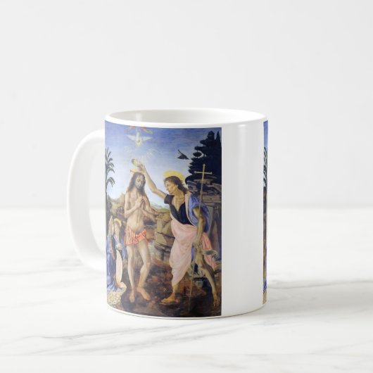 Taufe Christi von Verrocchio, Leonardo da Vinci Kaffeetasse (Vorderseite Links)