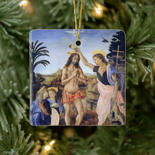Taufe Christi von Verrocchio, Leonardo da Vinci Keramikornament (Baum)