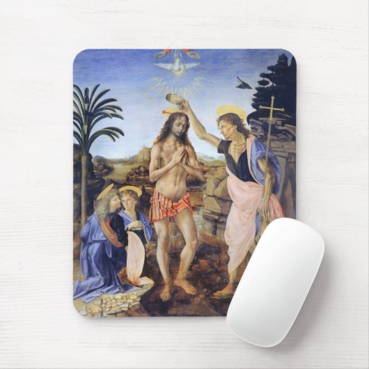 Taufe Christi von Verrocchio, Leonardo da Vinci Mousepad (Mit Mouse)