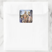 Taufe Christi von Verrocchio, Leonardo da Vinci Quadratischer Aufkleber (Tasche)