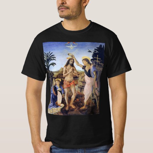 Taufe Christi von Verrocchio, Leonardo da Vinci T-Shirt (Vorderseite)