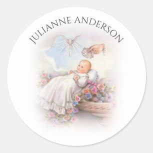 Taufe Christkind Baby Vintage Religiös Runder Aufkleber