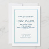 Taufe Christliches Kreuz in Blau Einladung (Rückseite)