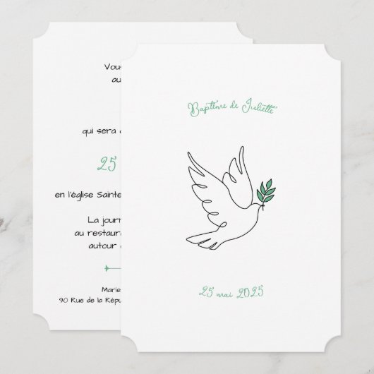 Taufe Colomba Einladung (Vorne/Hinten)