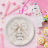 Taufe Coquette Schleife mit Perle Pappteller (Party)