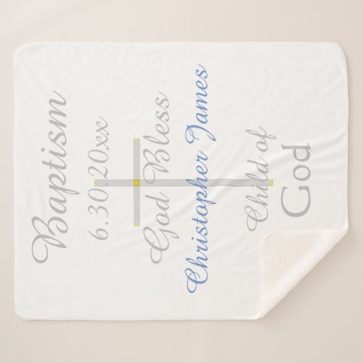 Taufe Cross Boy Blue Star Rattle Medium Sherpadecke (Vorderseite (Horizontal))