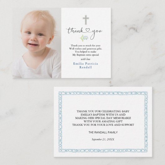 Taufe Cross Foto Vielen Dank Karte (Vorne/Hinten)