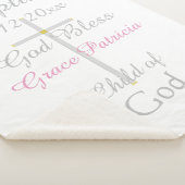 Taufe Cross Girl Pink Rattle Medium Sherpadecke (3/4)