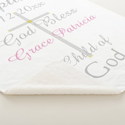 Taufe Cross Girl Pink Rattle Medium Sherpadecke (3/4)