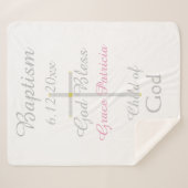 Taufe Cross Girl Pink Rattle Medium Sherpadecke (Vorderseite (Horizontal))