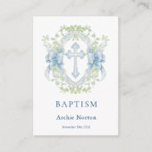 Taufe Cross Wappen Greenery Baby Boy Begleitkarte (Vorderseite)
