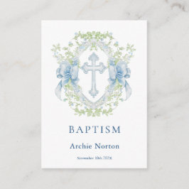 Taufe Cross Wappen Greenery Baby Boy Begleitkarte