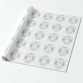 Taufe Cross Wappen Greenery Baby Boy Geschenkpapier