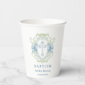 Taufe Cross Wappen Greenery Baby Boy Paper Cup Pappbecher (Rückseite)