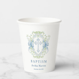 Taufe Cross Wappen Greenery Baby Boy Paper Cup Pappbecher