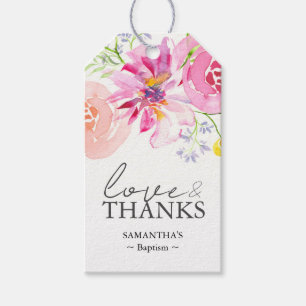 Taufe Custom Gevor Tags Wasserfarbe Blume Geschenkanhänger