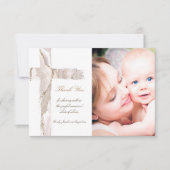 Taufe danke beige rosa Heiligkreuz Einladung (Vorderseite)