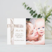 Taufe danke beige rosa Heiligkreuz Einladung (Stehend Vorderseite)