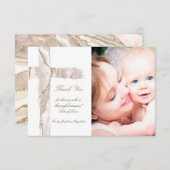 Taufe danke beige rosa Heiligkreuz Einladung (Vorne/Hinten)