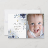 Taufe danke blauen Rose Einladung (Vorderseite)