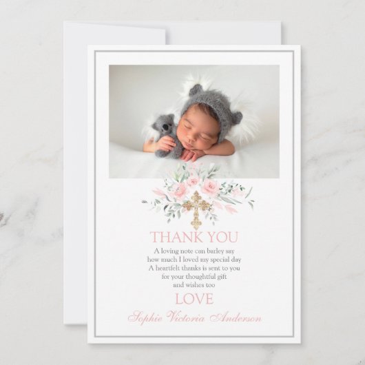 Taufe Danke, dass du ein rosa Mädchen Karten gegeb (Vorderseite)