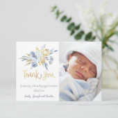 Taufe danke dir, Junge blau gelb Einladung (Stehend Vorderseite)