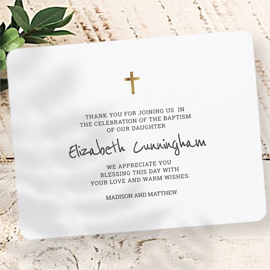 Taufe danke dir Modernes einfaches Gold Cross