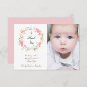 Taufe danke dir rosa Blume Einladung (Vorne/Hinten)