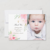 Taufe danke dir rosa Rosen Einladung (Vorderseite)