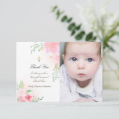 Taufe danke dir rosa Rosen Einladung (Stehend Vorderseite)