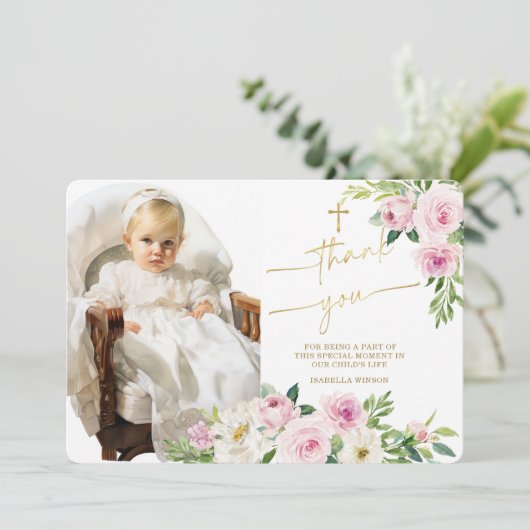 Taufe Danke Fotokarte (Stehend Vorderseite)