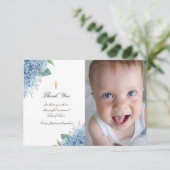 Taufe danke Hydrangea-Blume Einladung (Stehend Vorderseite)