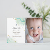 Taufe danke Ihnen aquamarine Einladung aus rosa Ma (Stehend Vorderseite)