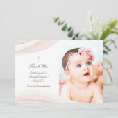 Taufe danke Ihnen rosa Marmoreinladung Einladung (Stehend Vorderseite)