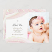 Taufe danke Ihnen rosa Marmoreinladung Einladung (Vorne/Hinten)