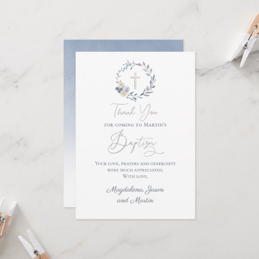 Taufe danke Karte (Vorderseite/Rückseite Beispiel)