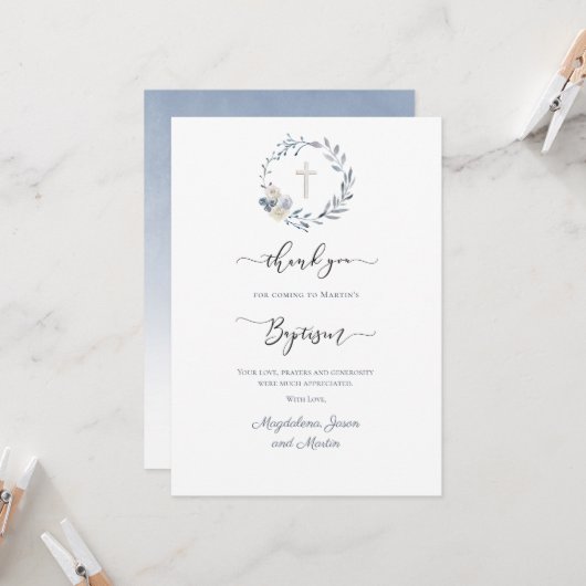 Taufe danke Karte (Vorderseite/Rückseite Beispiel)