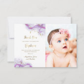 Taufe danke lila Tinte Einladung (Vorderseite)