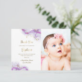 Taufe danke lila Tinte Einladung (Stehend Vorderseite)
